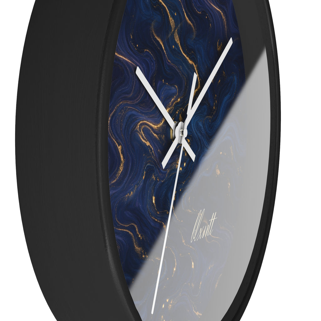 Navy & Gold Marble Wall Clock