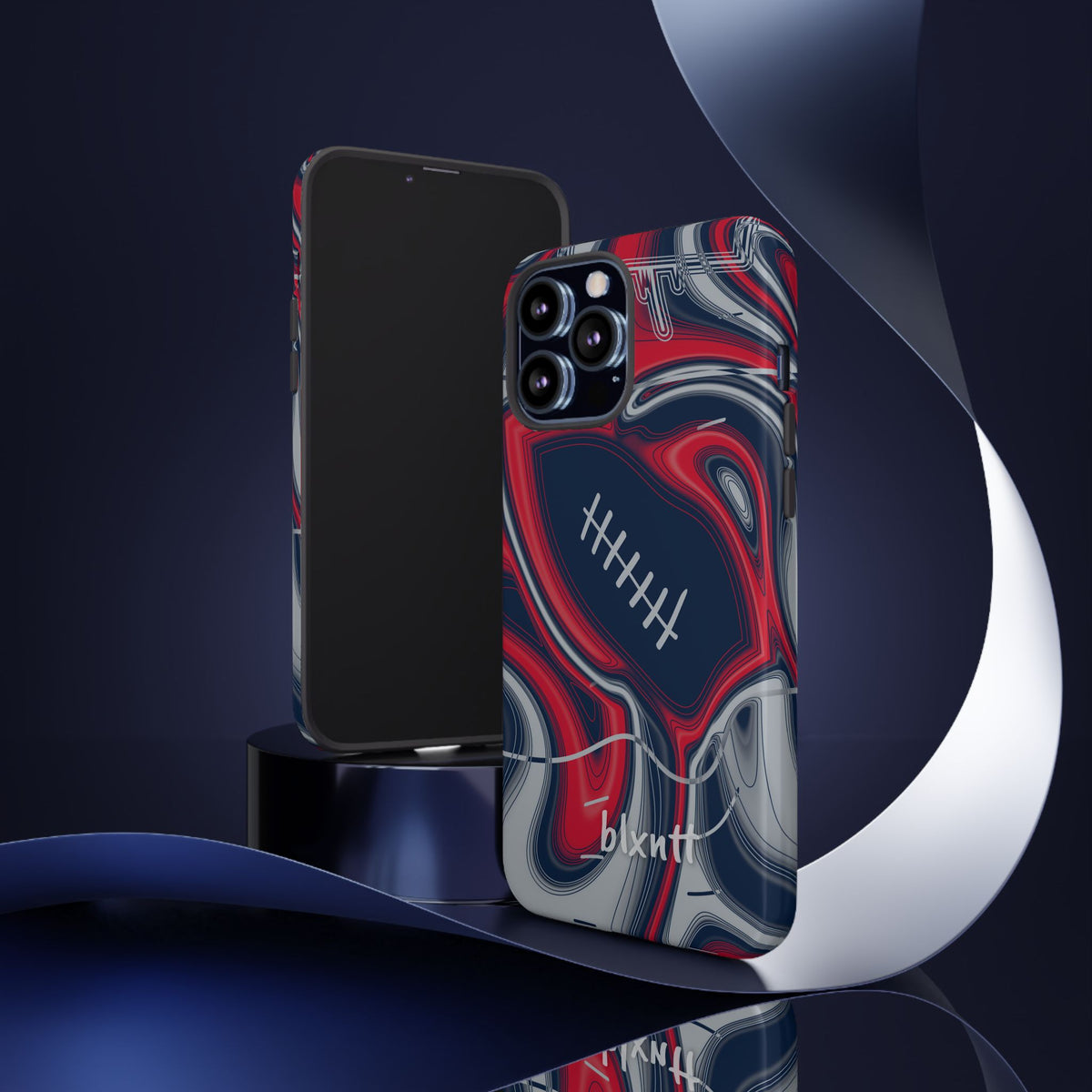 Navy, Red & Silver Trippy Football Phone Case