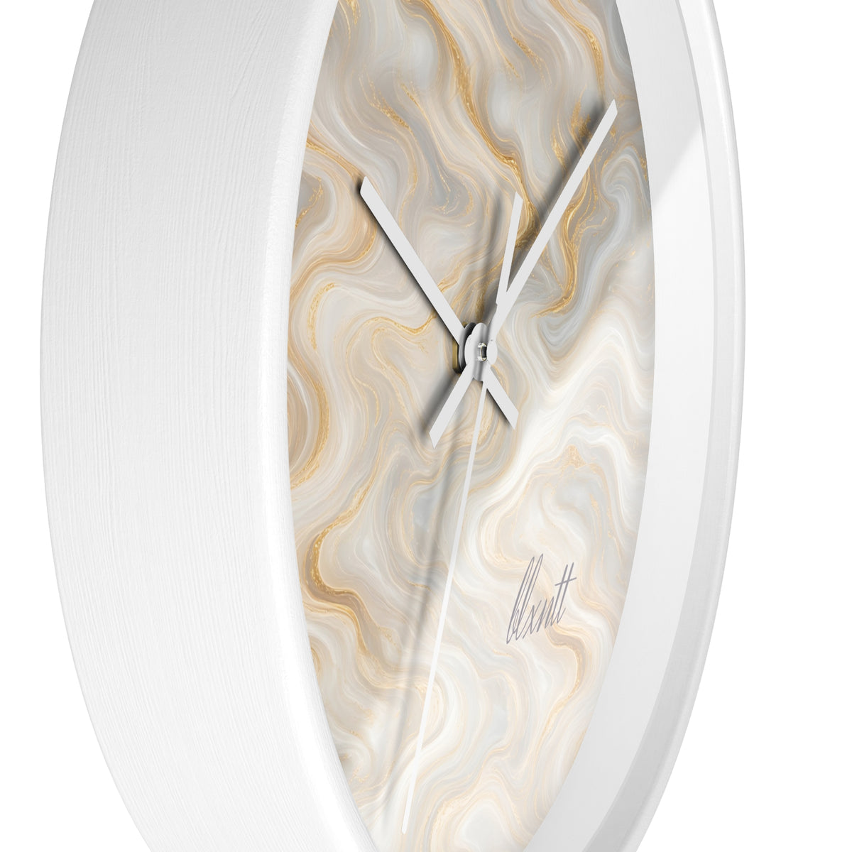 White & Gold Marble Wall Clock