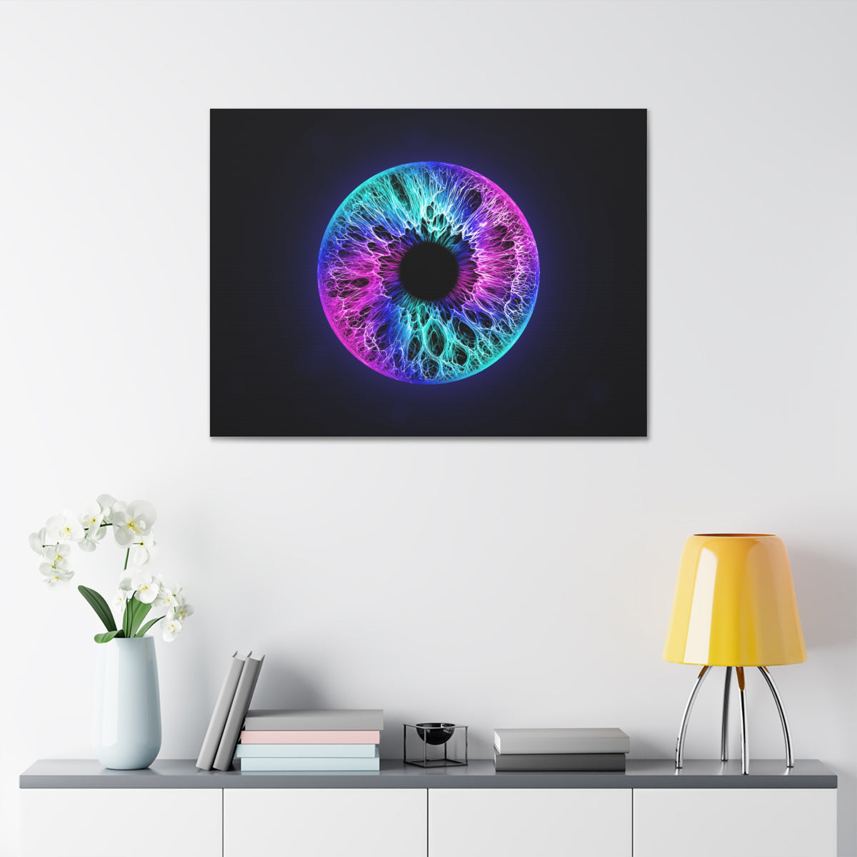 BLXNTT Iris – Lace Web Galaxy Teal Magenta Glossy Canvas