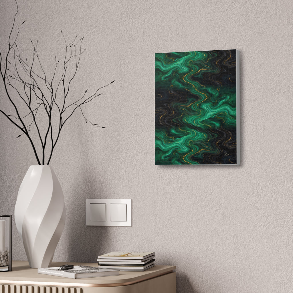 Emerald & Black Marble Glossy Canvas