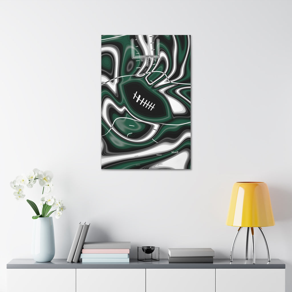 Hunter Green & White Trippy Football Glossy Canvas