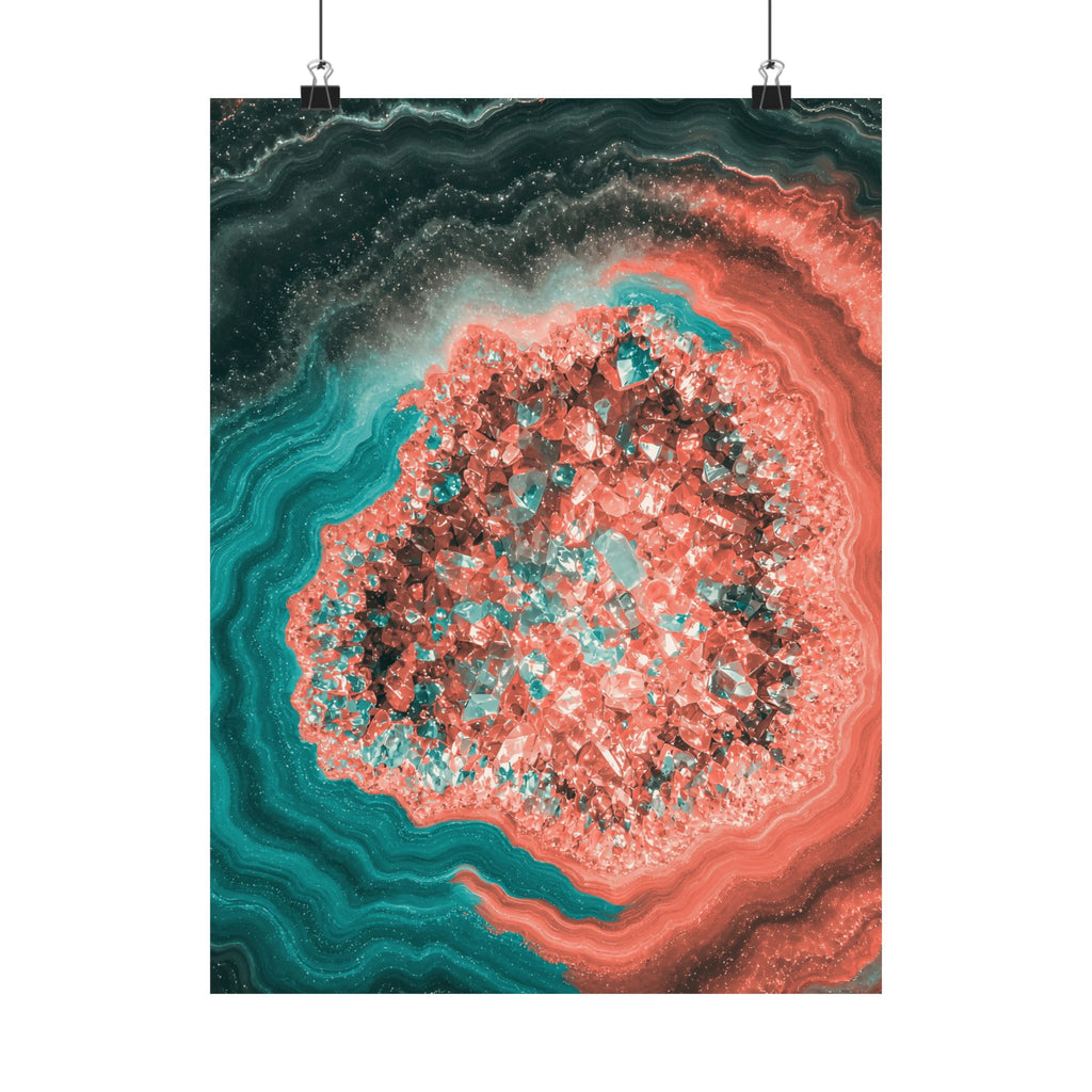 Geode Core - Coral Teal Poster