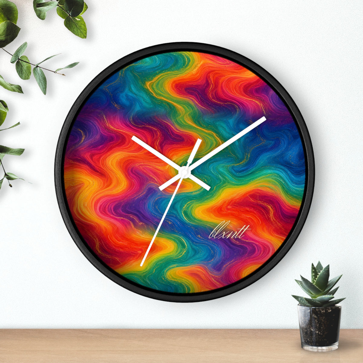 Rainbow Marble Wall Clock