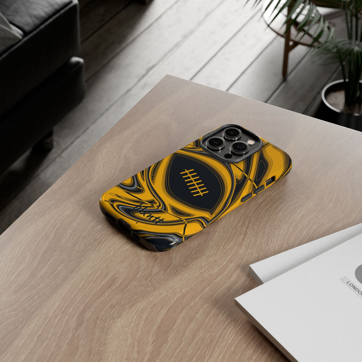 Black & Gold Trippy Football Phone Case