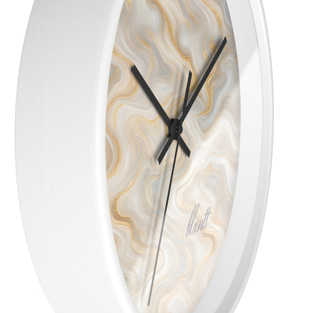 White & Gold Marble Wall Clock