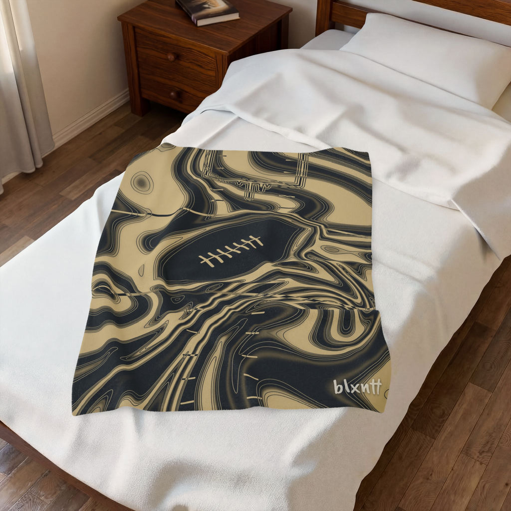 Old Gold & Black Trippy Football Blanket
