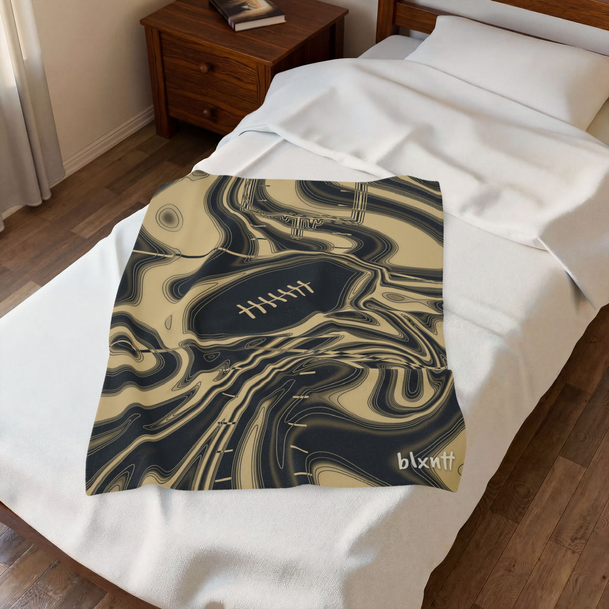 Old Gold & Black Trippy Football Blanket
