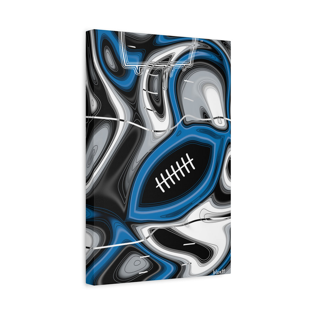 Bright Blue & Silver Trippy Football Canvas