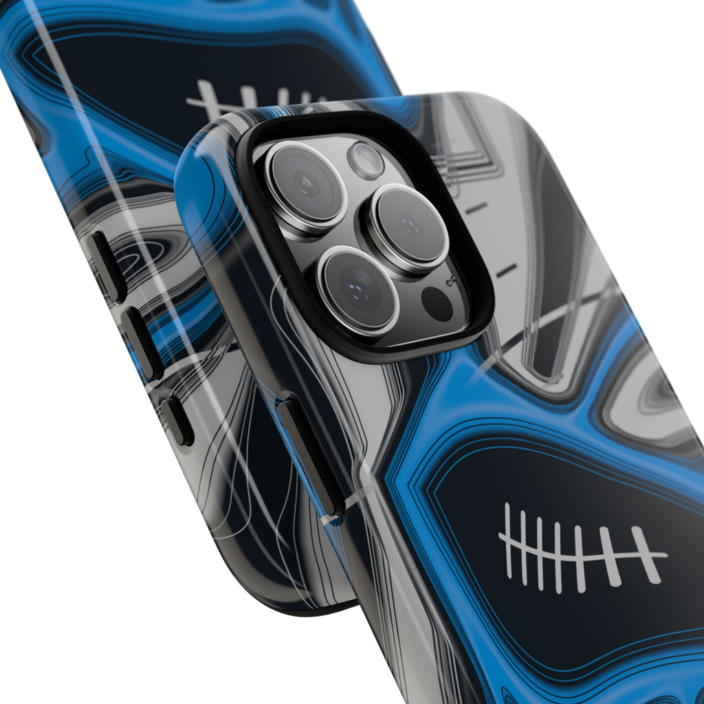 Sky Blue, Black & Silver Trippy Football Phone Case