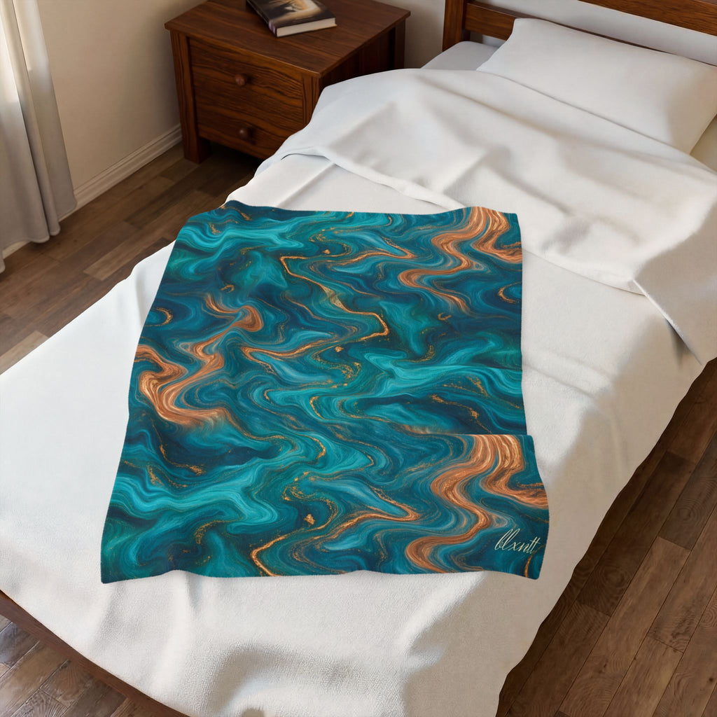 Turquoise & Copper Marble Blanket