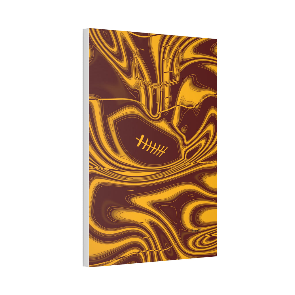 Burgundy & Gold Trippy Football Glossy Canvas