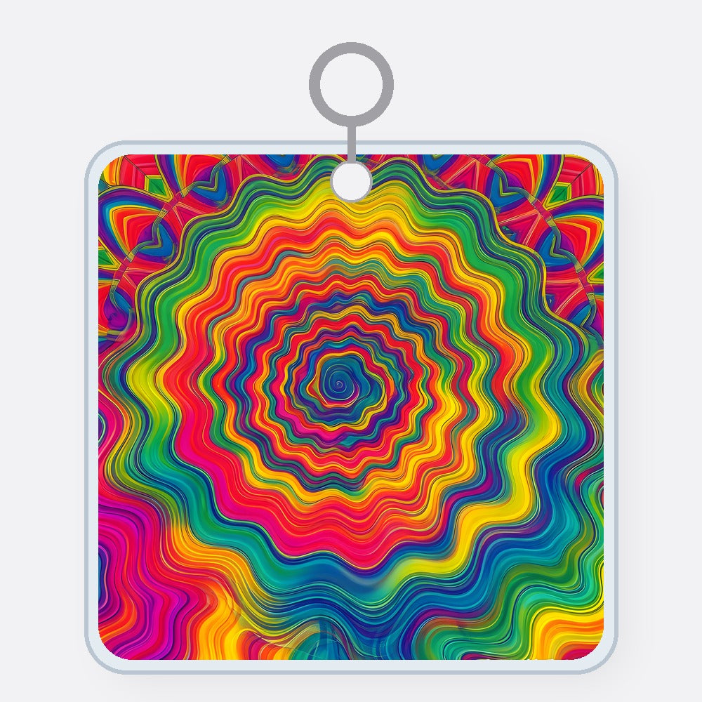 Hypnotic Rainbow Ripple Acrylic Keychain