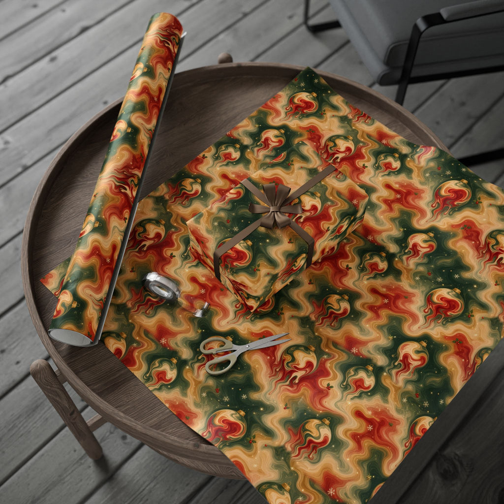 Melting Ornaments Trippy Christmas Wrapping Paper