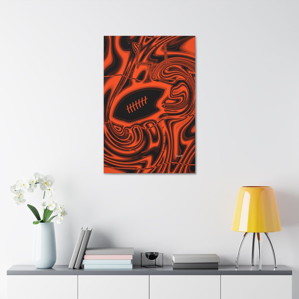 Orange & Black Trippy Football Glossy Canvas