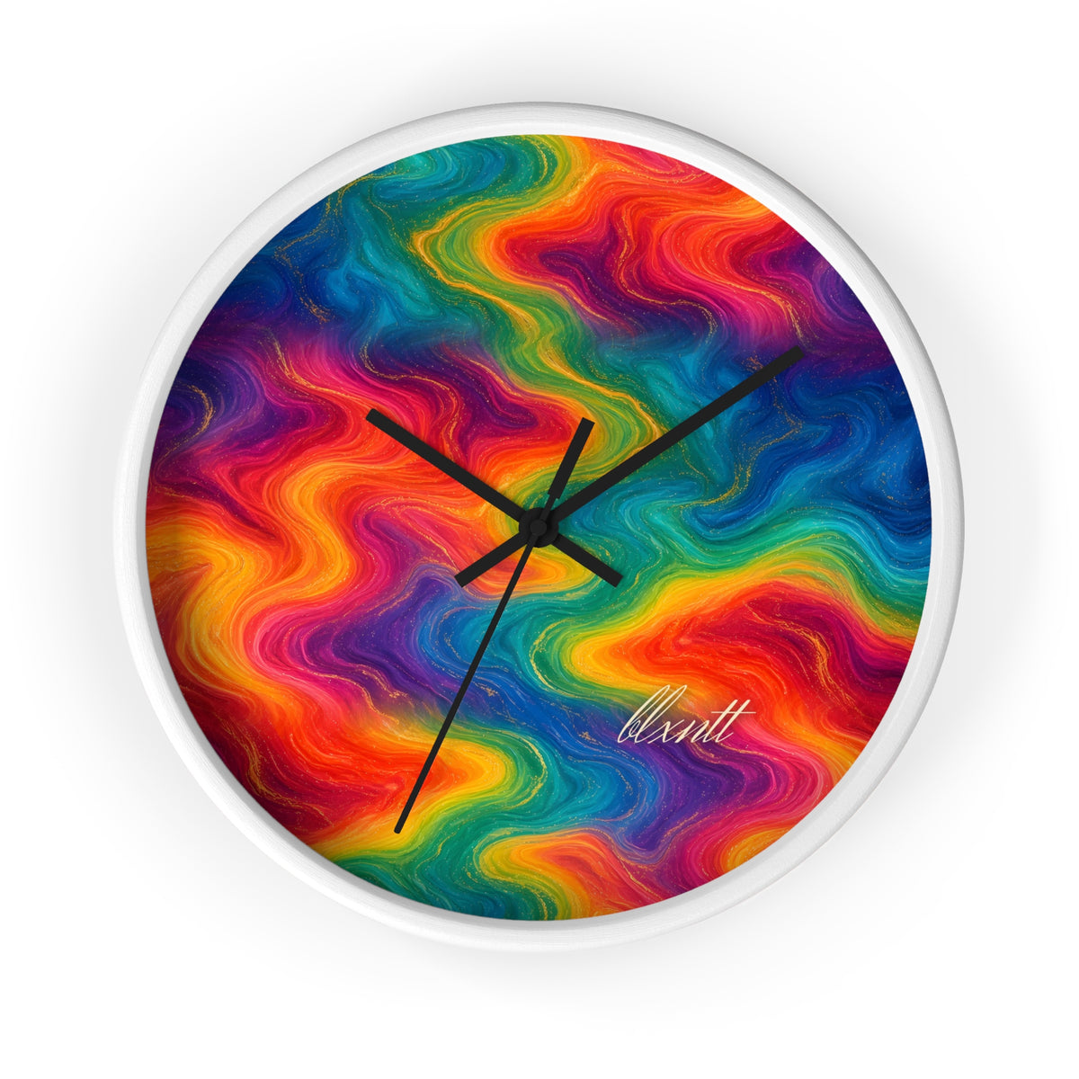Rainbow Marble Wall Clock