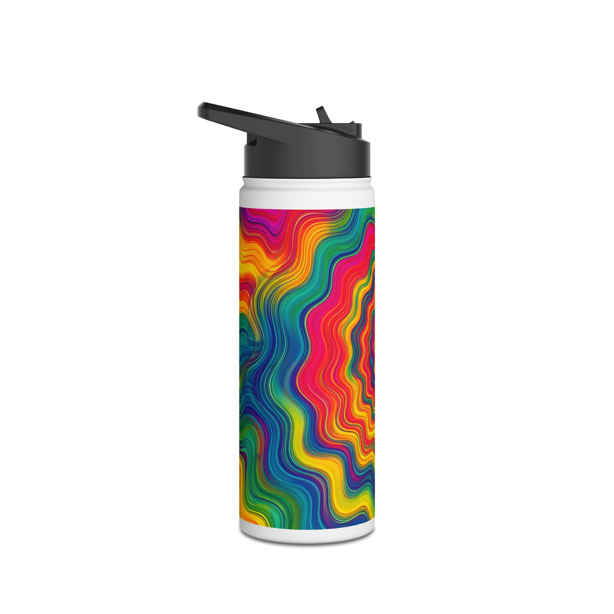 Hypnotic Rainbow Ripple Water Bottle