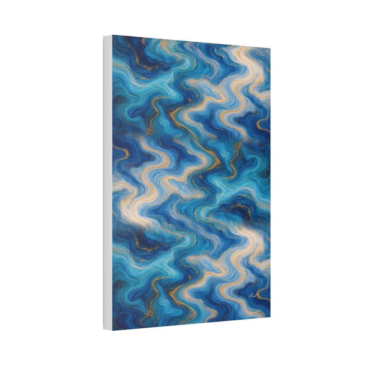 Ocean Blue Marble Glossy Canvas