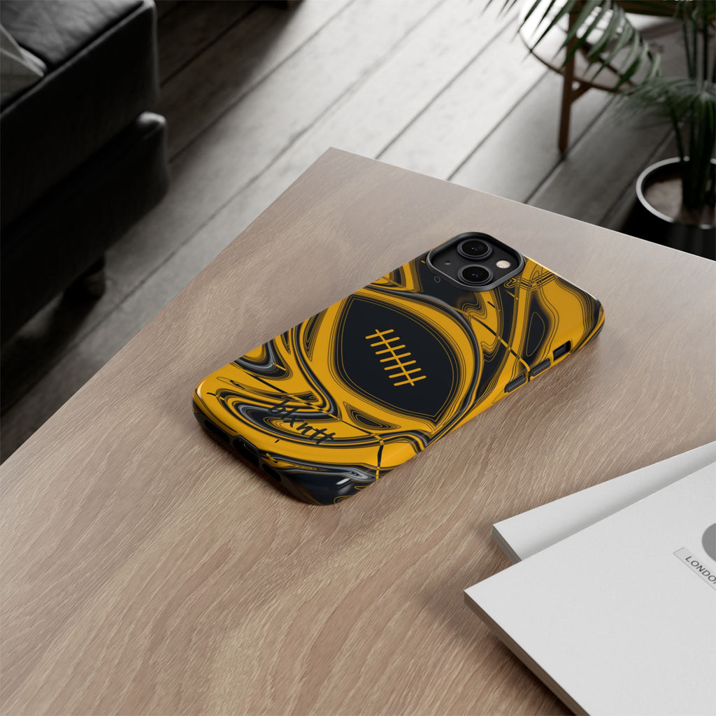 Black & Gold Trippy Football Phone Case