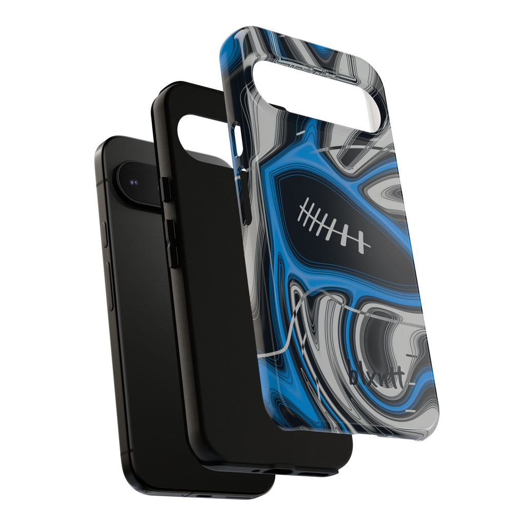 Sky Blue, Black & Silver Trippy Football Phone Case