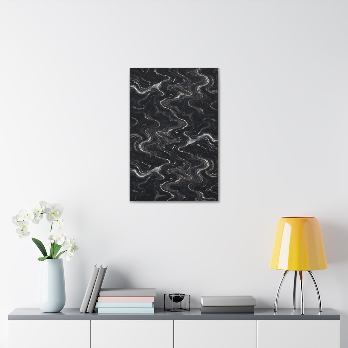 Black & Silver Marble Glossy Canvas