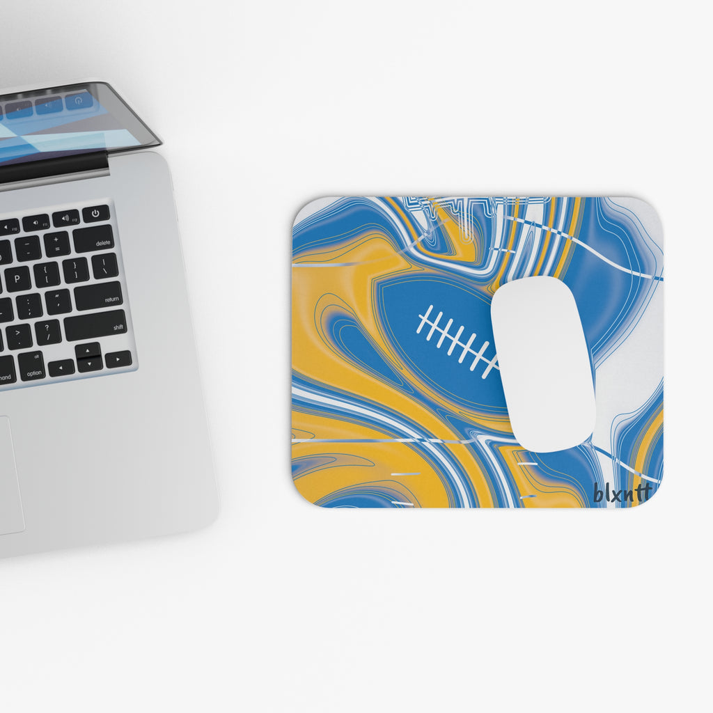 Powder Blue & Gold Trippy Football Mouse Pad