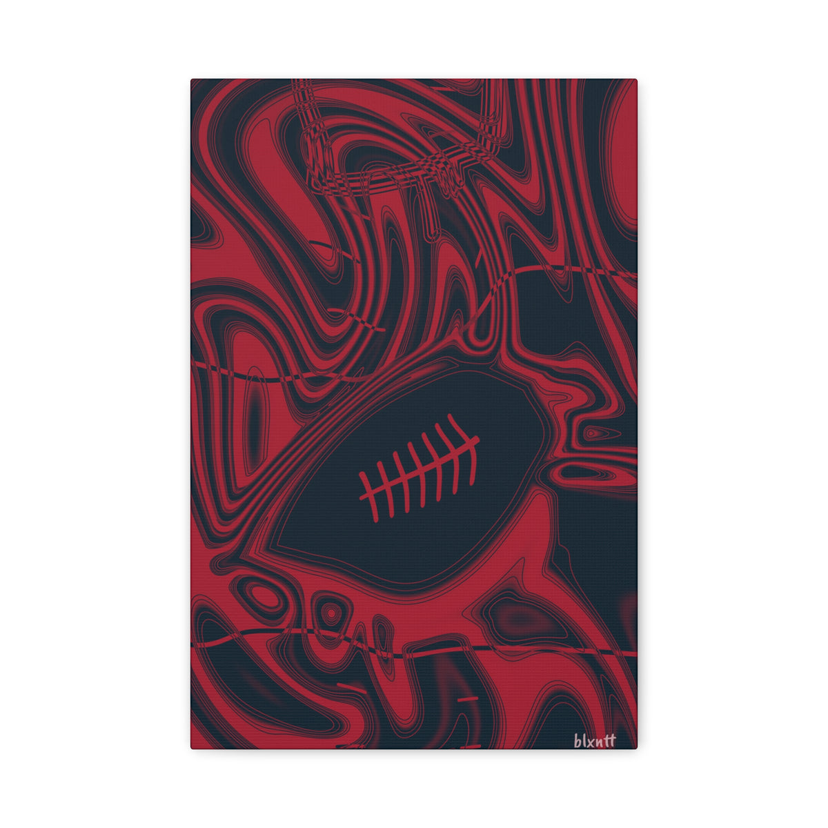 Midnight Navy & Red Trippy Football Canvas