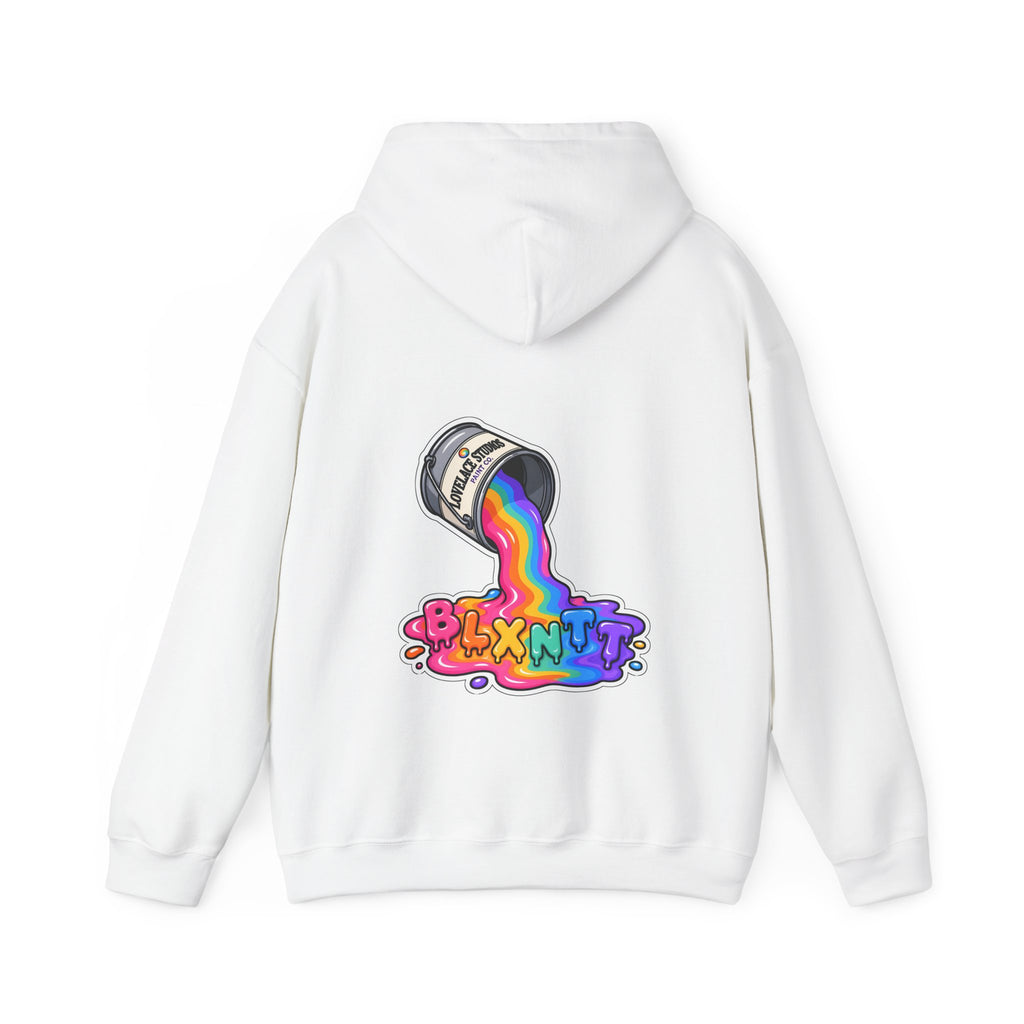 BLXNTT Paint Spill Hoodie - Rainbow (White)