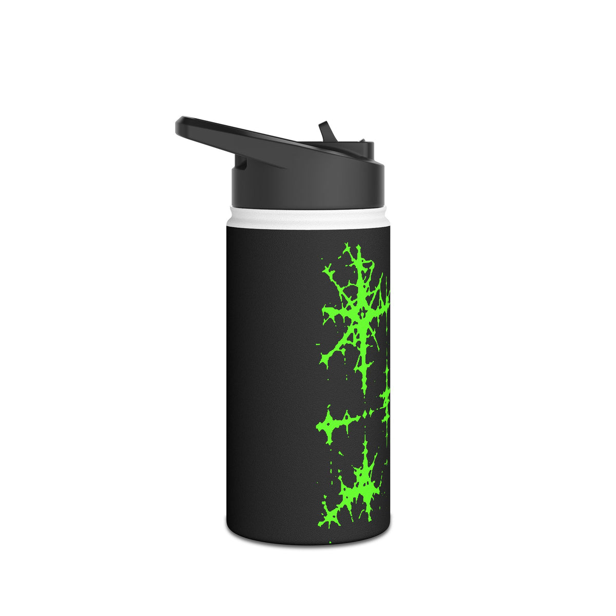 Green Spiderweb Pumpkin Water Bottle