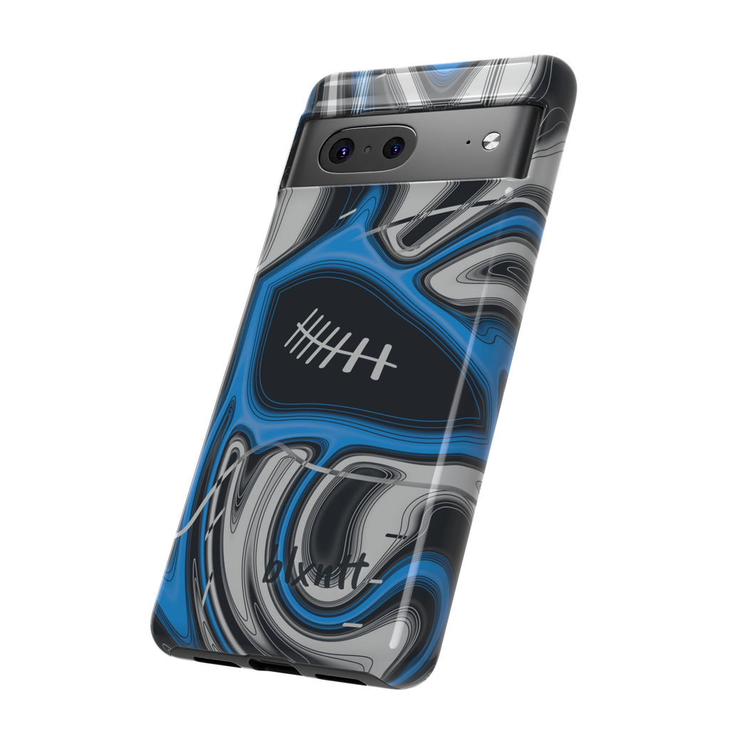 Sky Blue, Black & Silver Trippy Football Phone Case