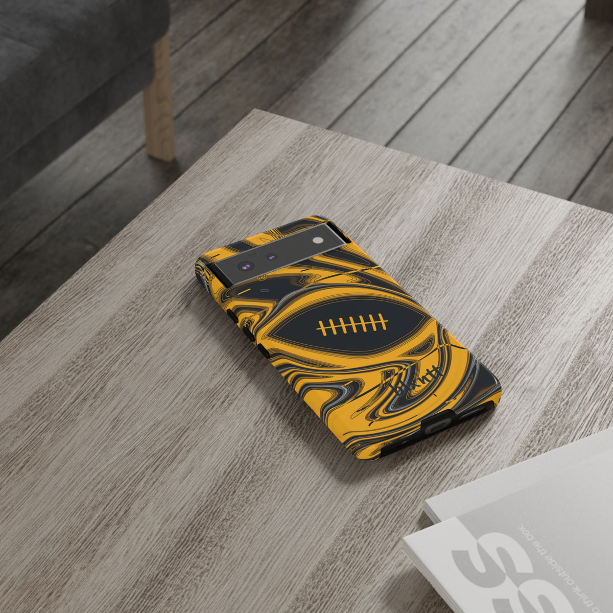 Black & Gold Trippy Football Phone Case