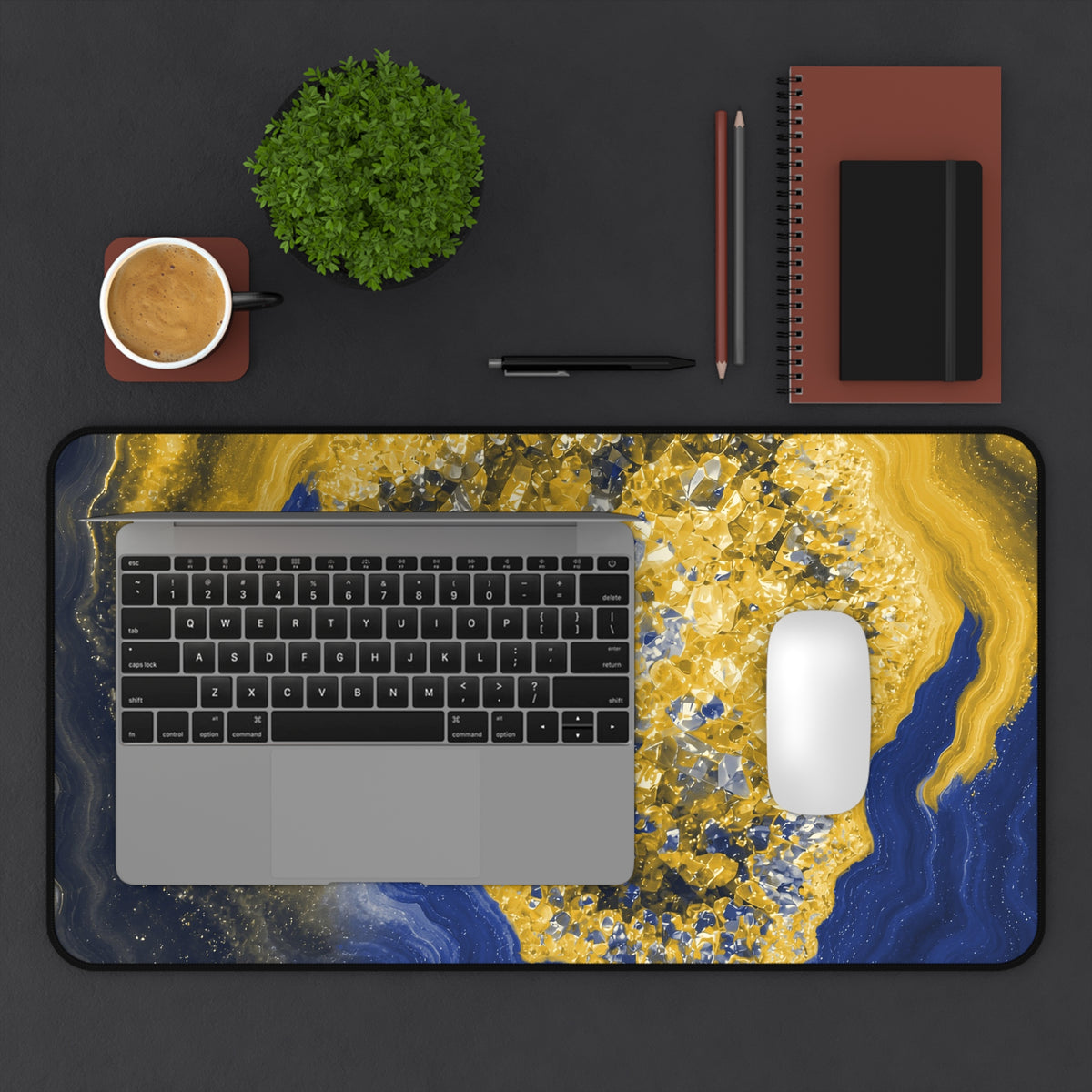 Geode Core - Mustard Navy Desk Mat