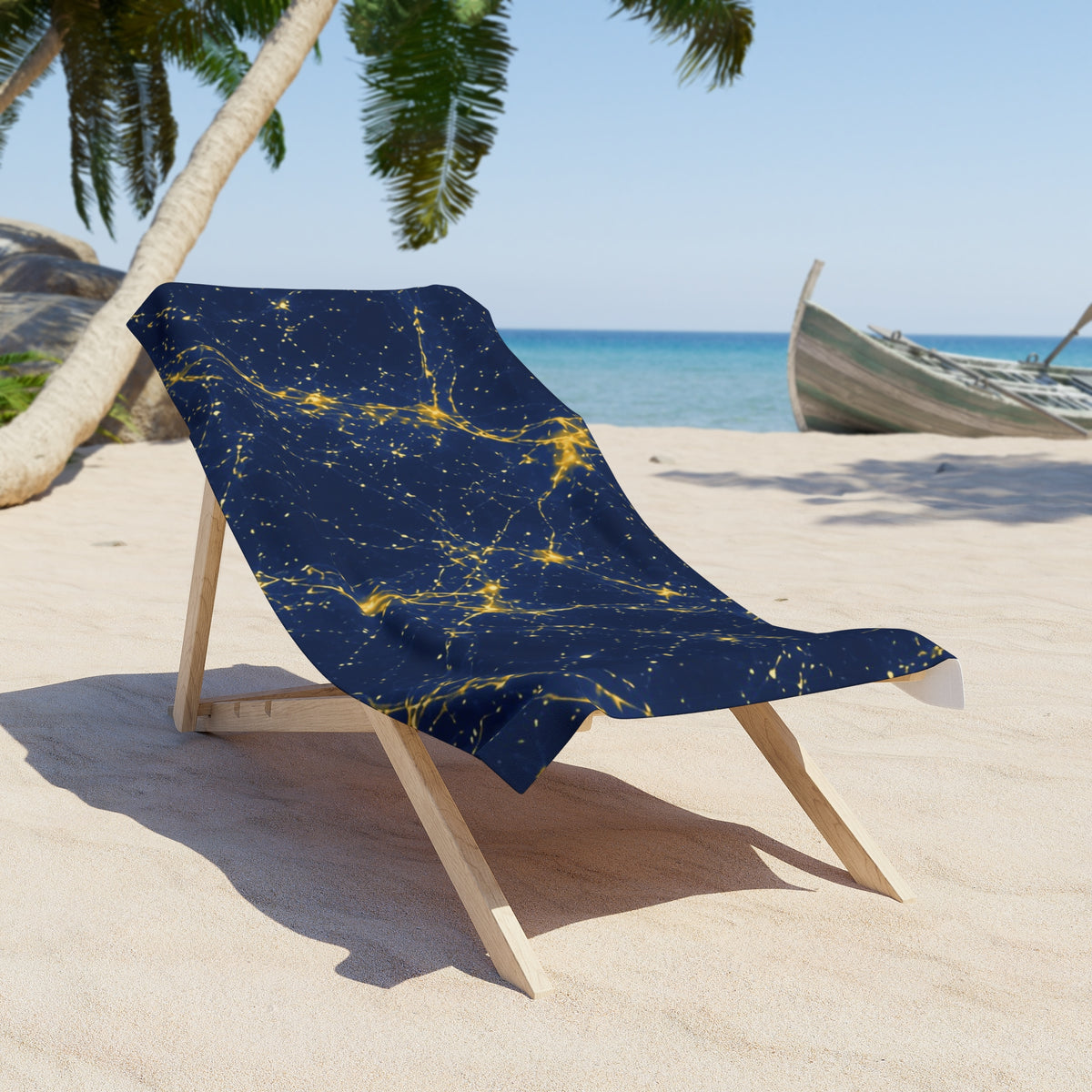 Neon Mycelium - Mustard Navy Beach Towel