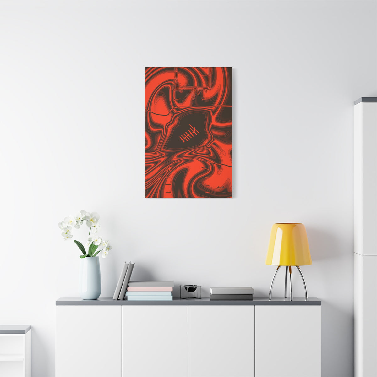 Brown & Orange Trippy Football Canvas
