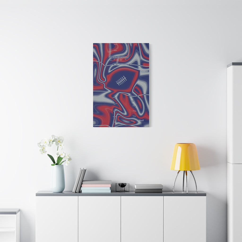 Dark Blue, Red & Gray Trippy Football Canvas