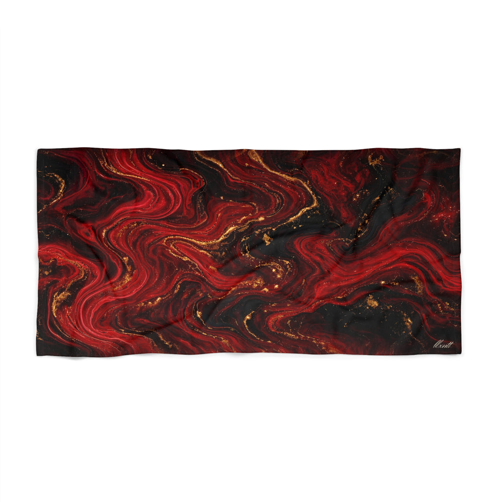 Red & Black Marble Beach Towel