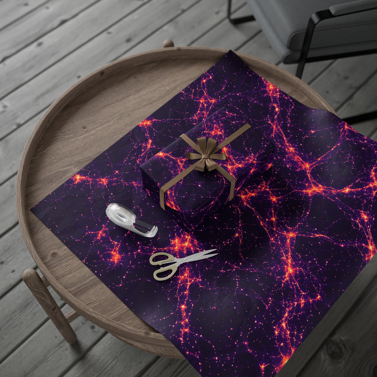 Neon Mycelium - Sunset Synapse Wrapping Paper