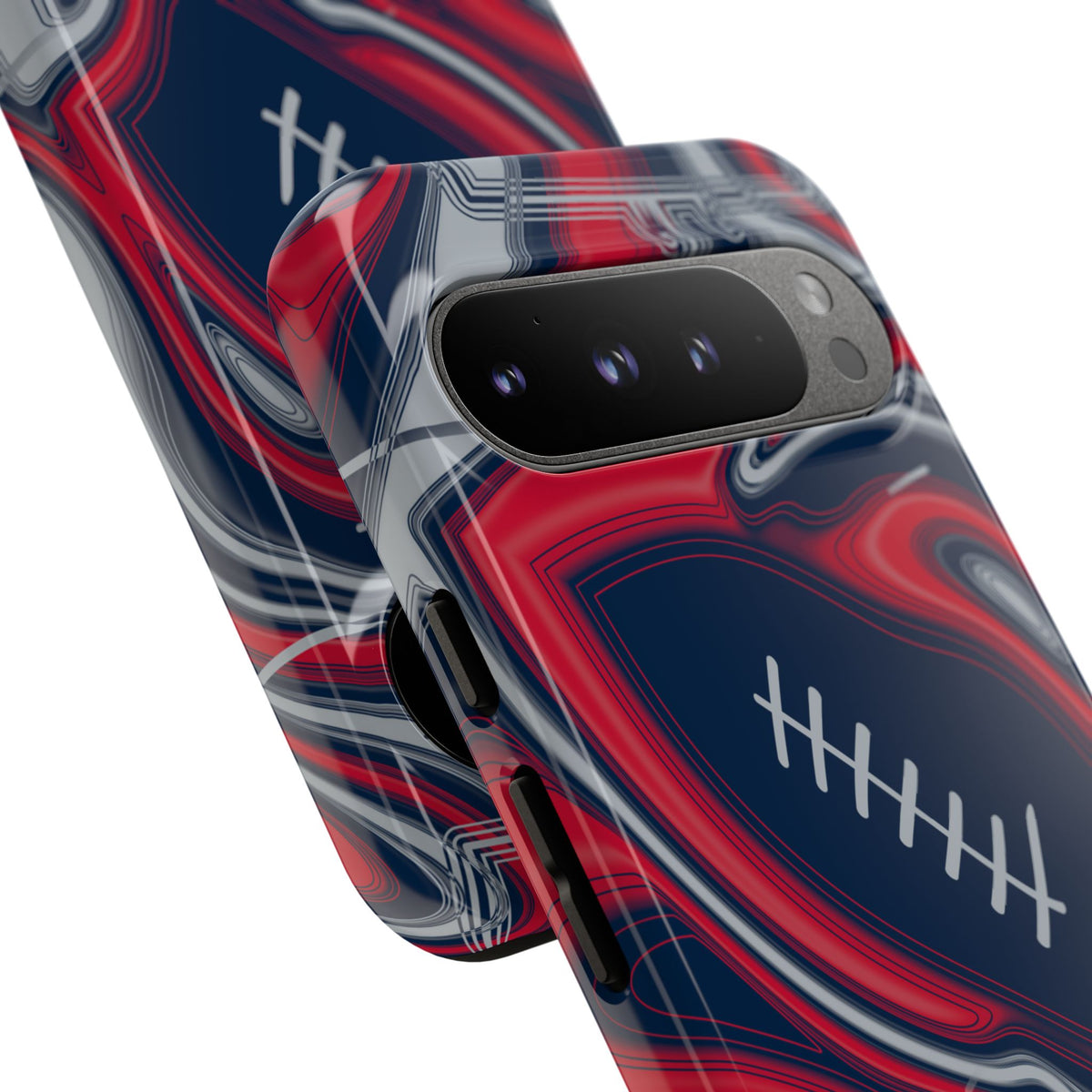 Navy, Red & Silver Trippy Football Phone Case
