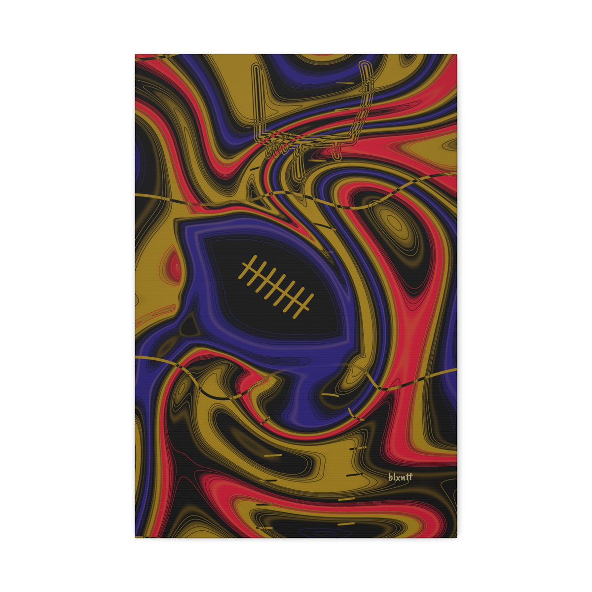 Purple, Black & Gold Trippy Football Glossy Canvas