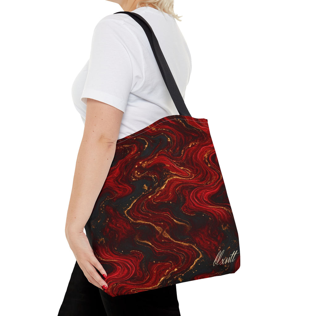 Red & Black Marble Tote Bag