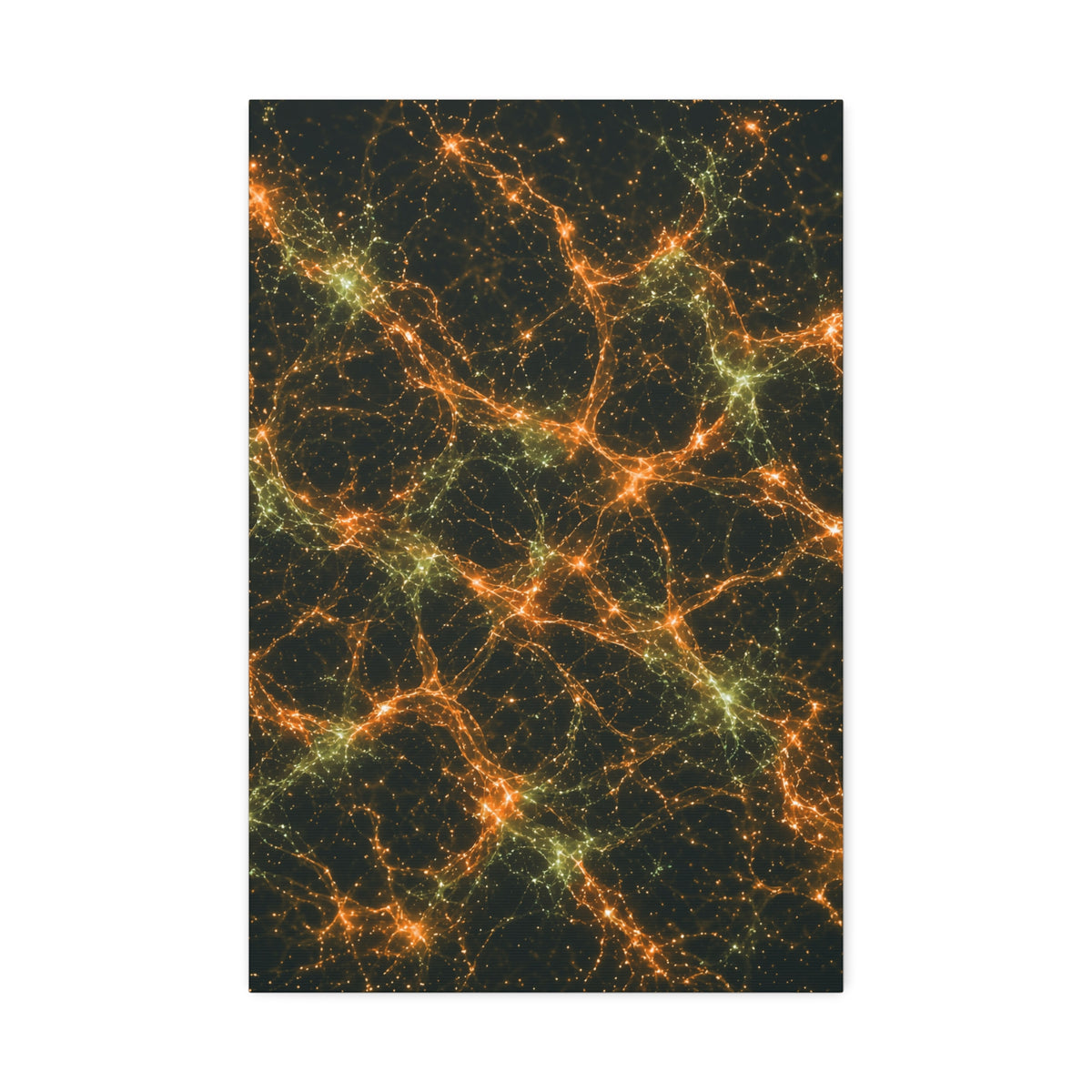 Neon Mycelium - Electric Tangerine Teal Glossy Canvas