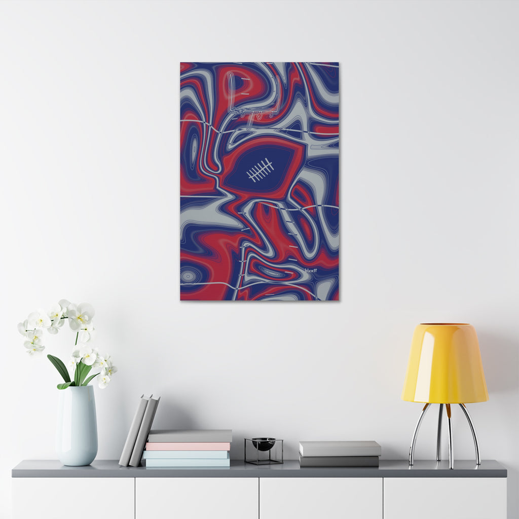 Dark Blue, Red & Gray Trippy Football Glossy Canvas