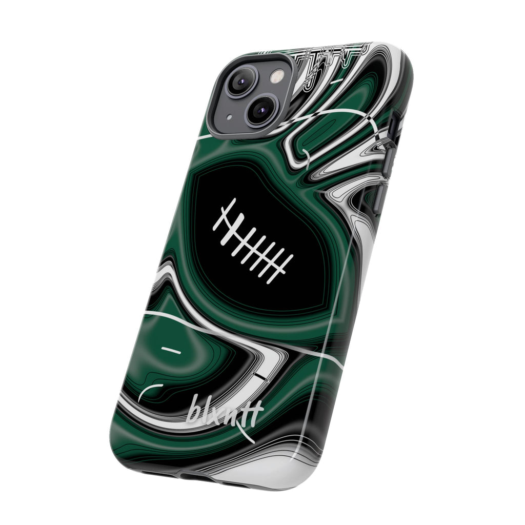 Hunter Green & White Trippy Football Phone Case