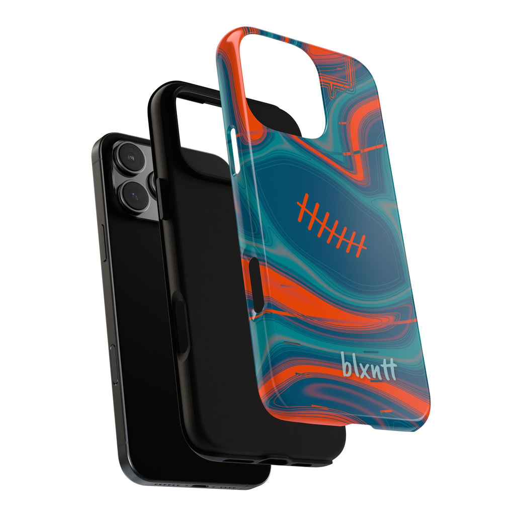 Aqua & Orange Trippy Football Phone Case