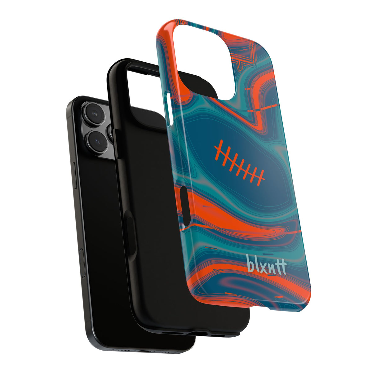 Aqua & Orange Trippy Football Phone Case