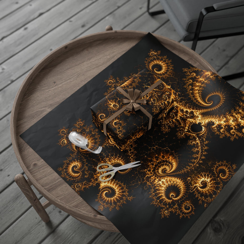 Copper Infinity - Gold on Black Wrapping Paper