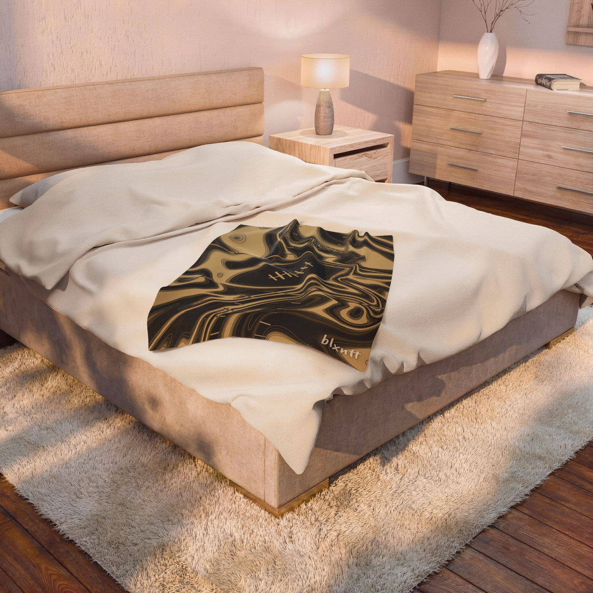Old Gold & Black Trippy Football Blanket