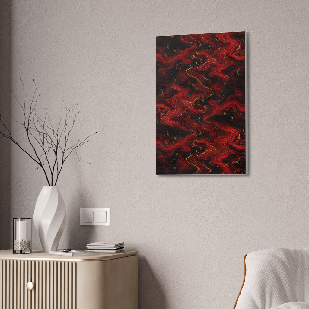 Red & Black Marble Glossy Canvas
