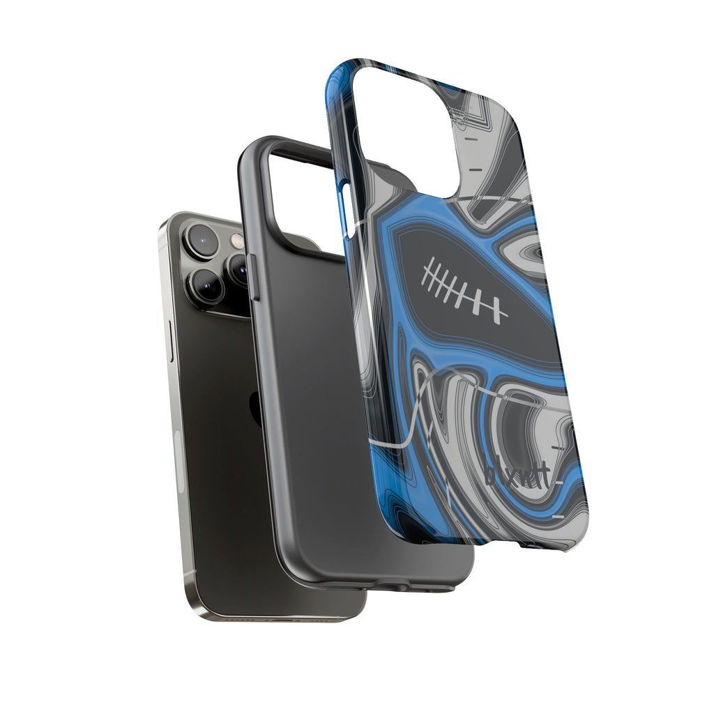 Sky Blue, Black & Silver Trippy Football Phone Case