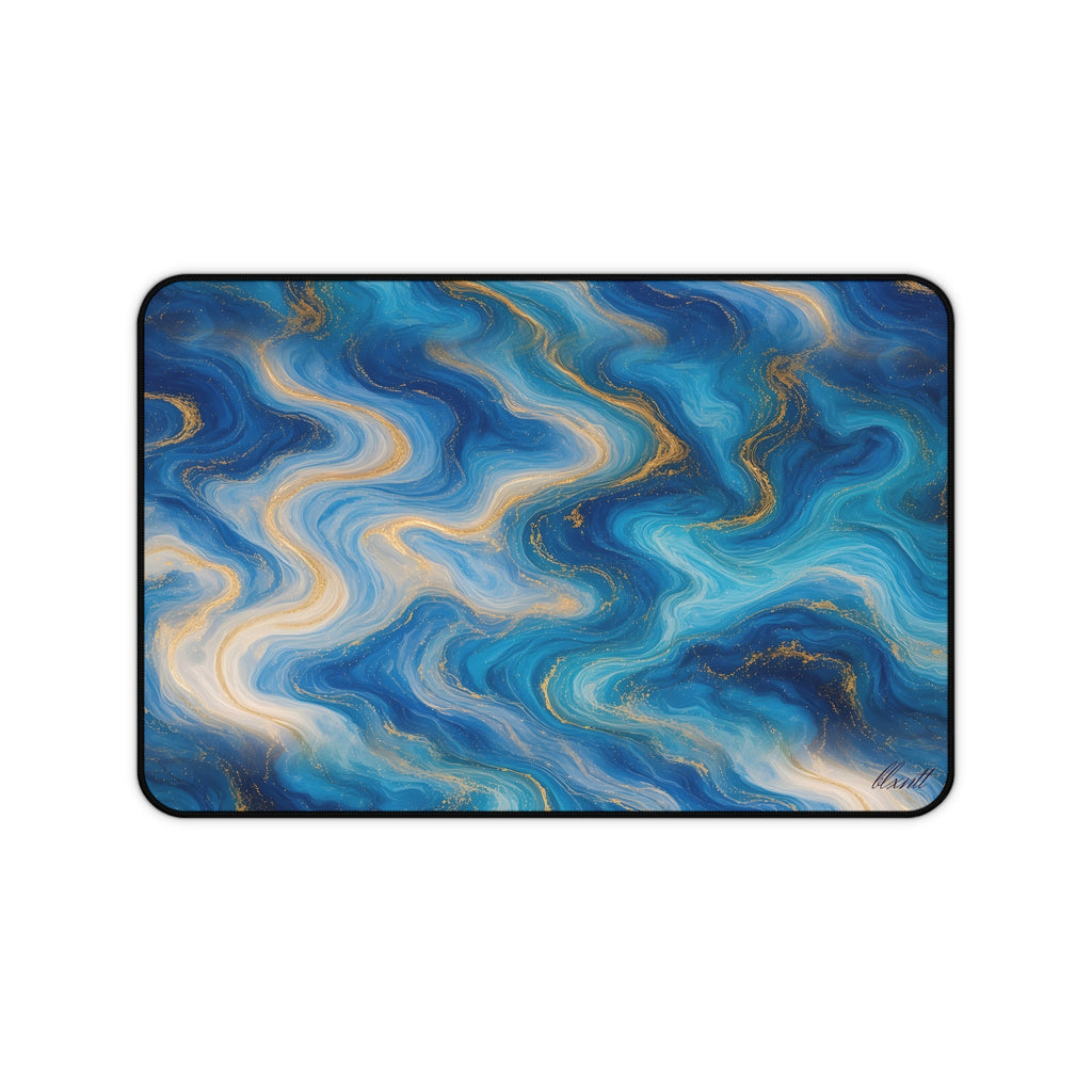 Ocean Blue Marble Desk Mat